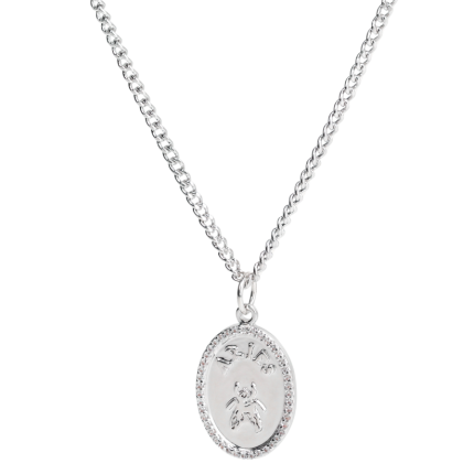Aries Chain Necklace With Fly Paved Pendants Silver