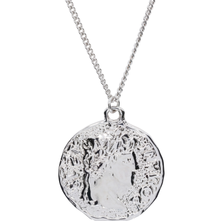 Aries Chain Necklace With Roman Coin Pendant Silver