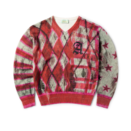 Aries Digi Patchwork V Neck Knit
