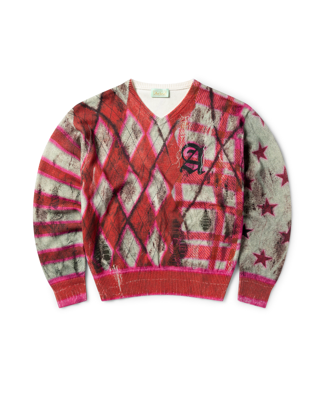 Aries Digi Patchwork V Neck Knit Aries Digi Patchwork V Neck Knit