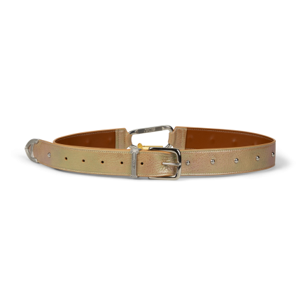 Aries Pearl Leather Studded Mazzo Belt